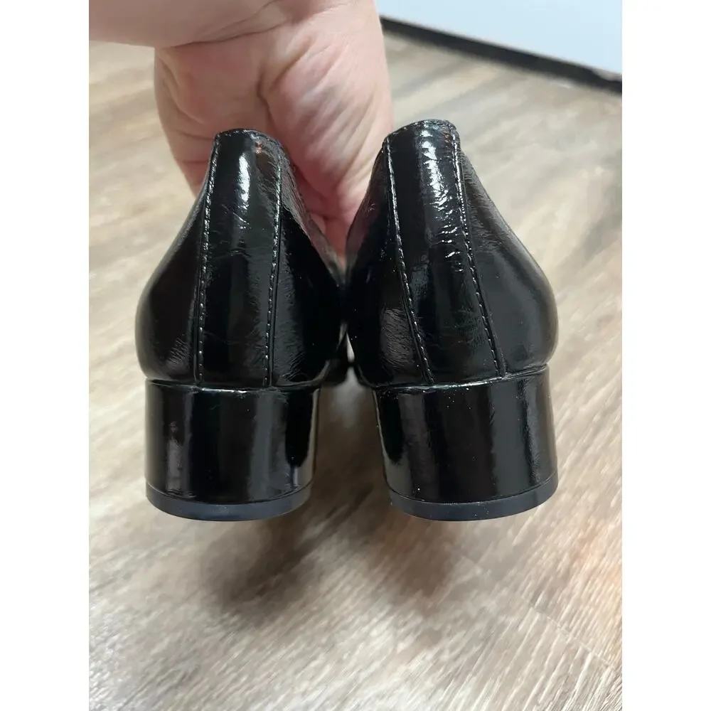MADEWELL The Greta Block Heel Pump in True Black Crinkled Patent Leather 9 - Picture 8 of 10
